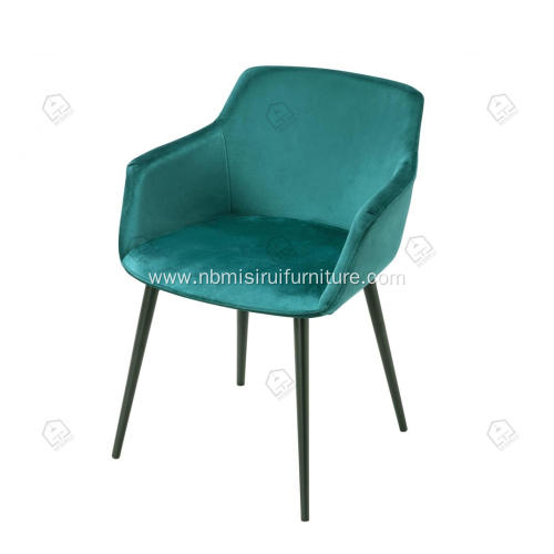 Green faux leather armrest dining chairs